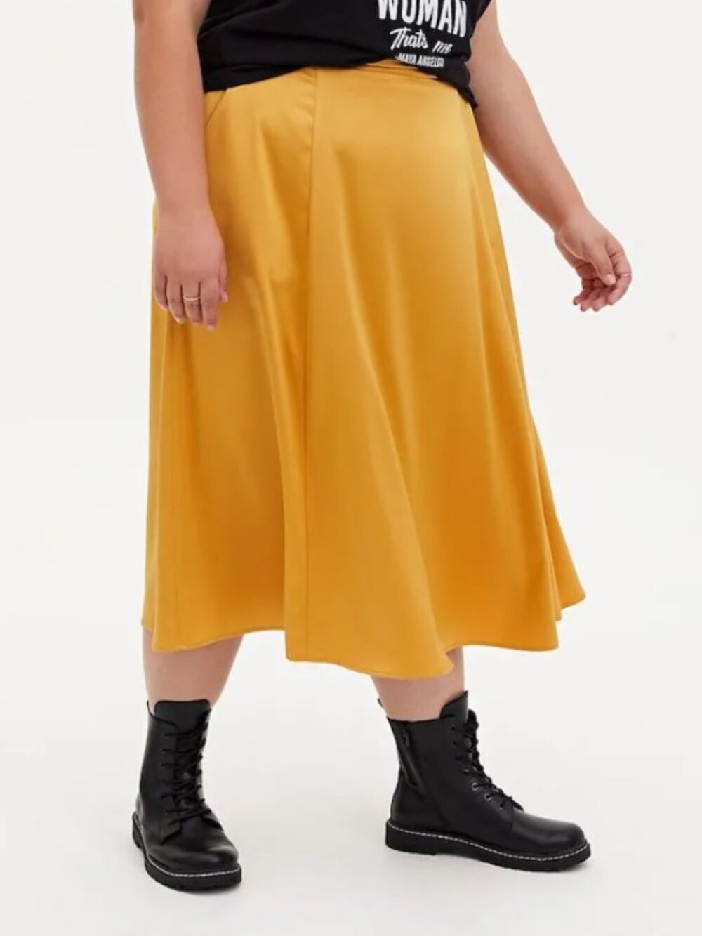 Torrid Size 1X Gold Midi Skirt Satin